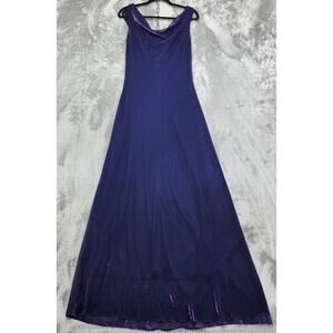 Vintage Onyx Nite Dress Womens‎ 6 Purple Shimmer Sleeveless Cowl Neck Maxi Gown